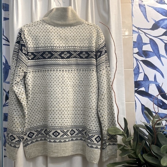 Men’s Pronti Collection by Phita Cream & Blue Quarter Zip Pullover Sweater M - Picture 5 of 6